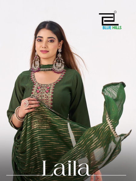 Laila By Blue Hills Berlin Silk Kurti With Bottom Dupatta Wholesalers In Surat